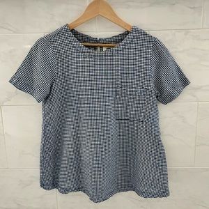Old Navy Short Sleeve Blue and White Gingham Top